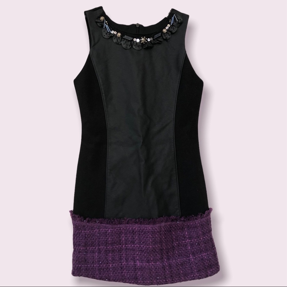 ⭐️ Girls Size 8 Blush By US Angels Black & Purple leatherette Dress
